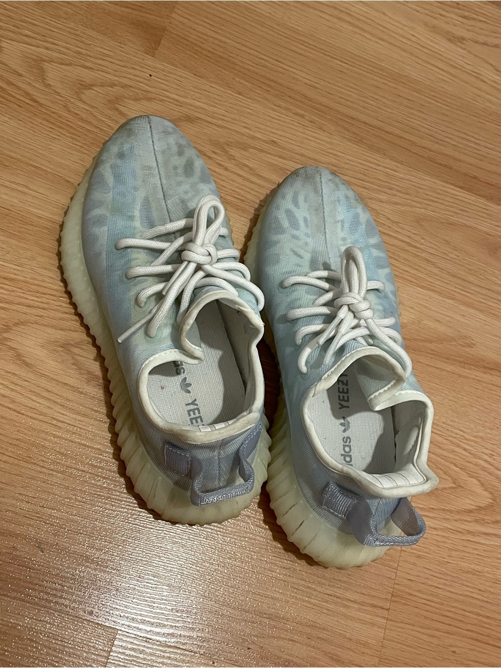 Yeezy Boost Women’s Light Blue/White Knit Sneakers